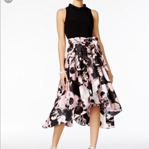 SL Fashions Dresses & Skirts - Pink & Black High-Low Evening Dress
